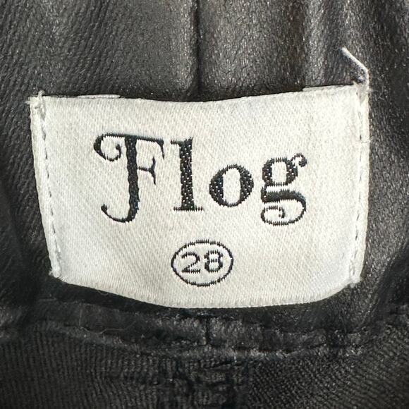 Bevy Flog Pants Womens 28 Black Vegan Leather Coated Pullon Pockets Quiet Luxury - Picture 7 of 13